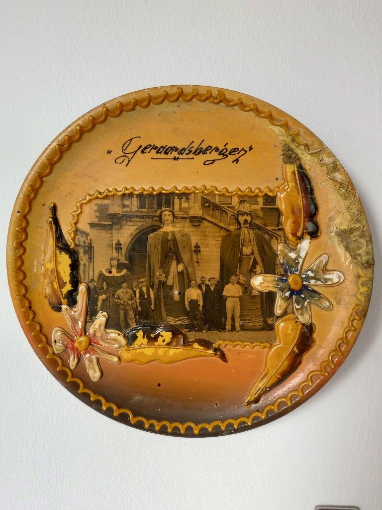 Assiette murale vintage en bois Geraardsbergen, Enlèvement ou Envoi