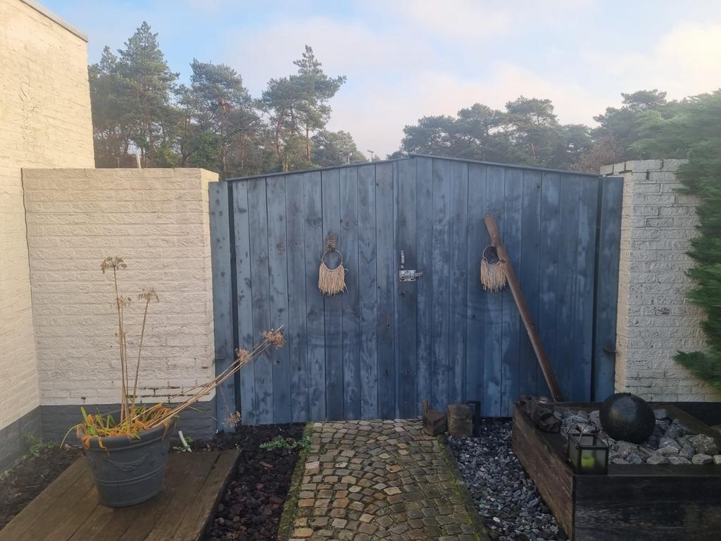 Stalen poort met houten bekleding 300x200, Tuin en Terras, Ophalen, Zo goed als nieuw