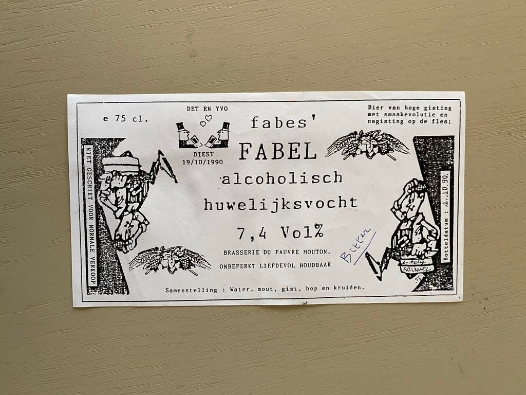 Oud bier etiket brouwerij DU PAUVRE MOUTON te DIEST, Ophalen of Verzenden, Zo goed als nieuw