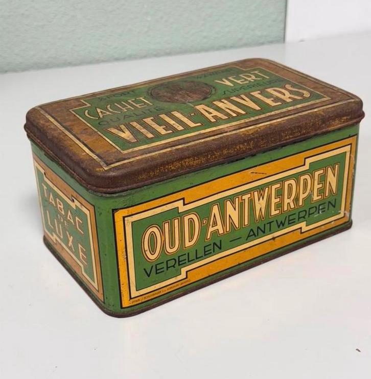 Vintage Tabaksblik Antwerpen Vieil-Anvers Verellen Antwerpen, Verzamelen, Blikken, Gebruikt, Overige, Ophalen of Verzenden