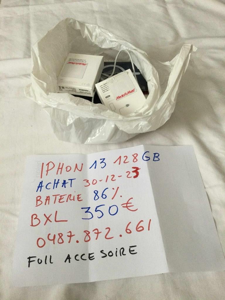 IFHONE 13 ----128gb  ---  88% Baterie a BXL, Télécoms, Téléphonie mobile | Apple iPhone, Neuf, 128 GB, 88 %, IPhone 13