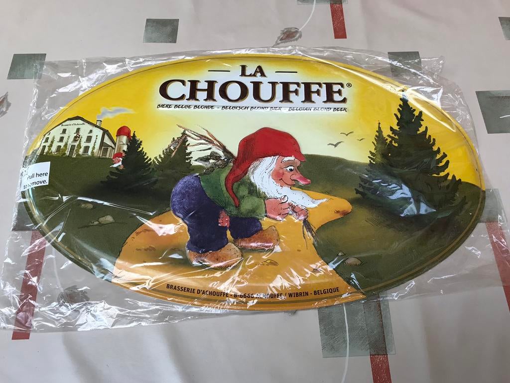 La chouffe reclamebord metaal, Verzamelen, Ophalen of Verzenden, Nieuw, Reclamebord