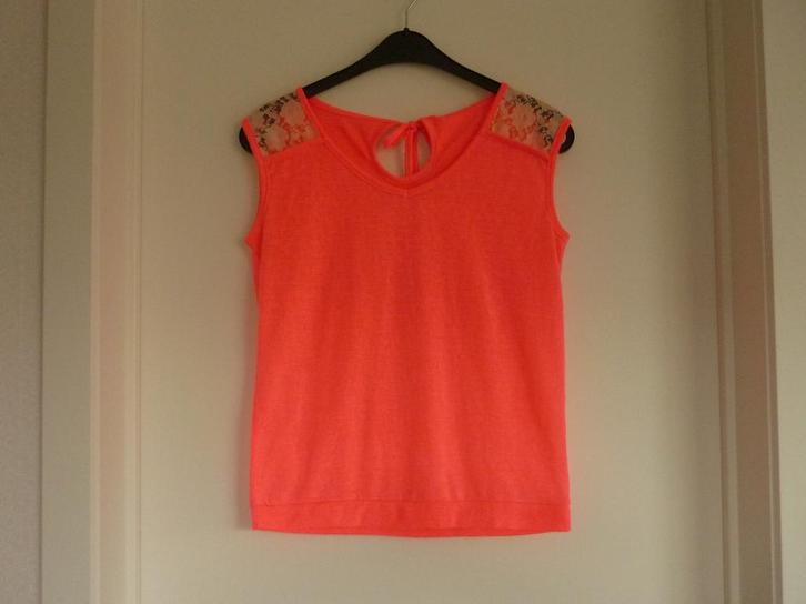 Fluo koraalroze trui top met kant Maat 38/40, Vêtements | Femmes, Tops, Taille 38/40 (M), Enlèvement ou Envoi