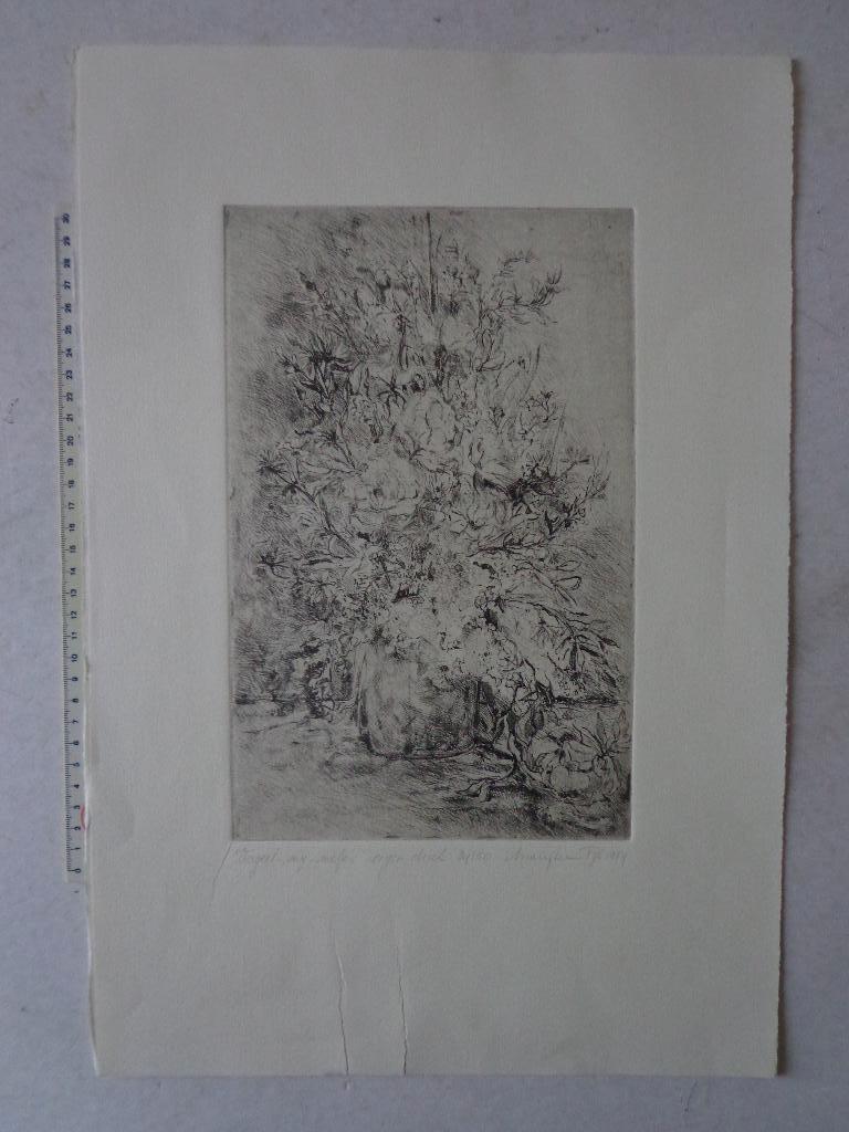 Ets van Marijke Pijl "Vergeet-mij-nietjes" uit 1984, Eau-forte, Enlèvement ou Envoi, 1950 - 1999, Faune et Flore