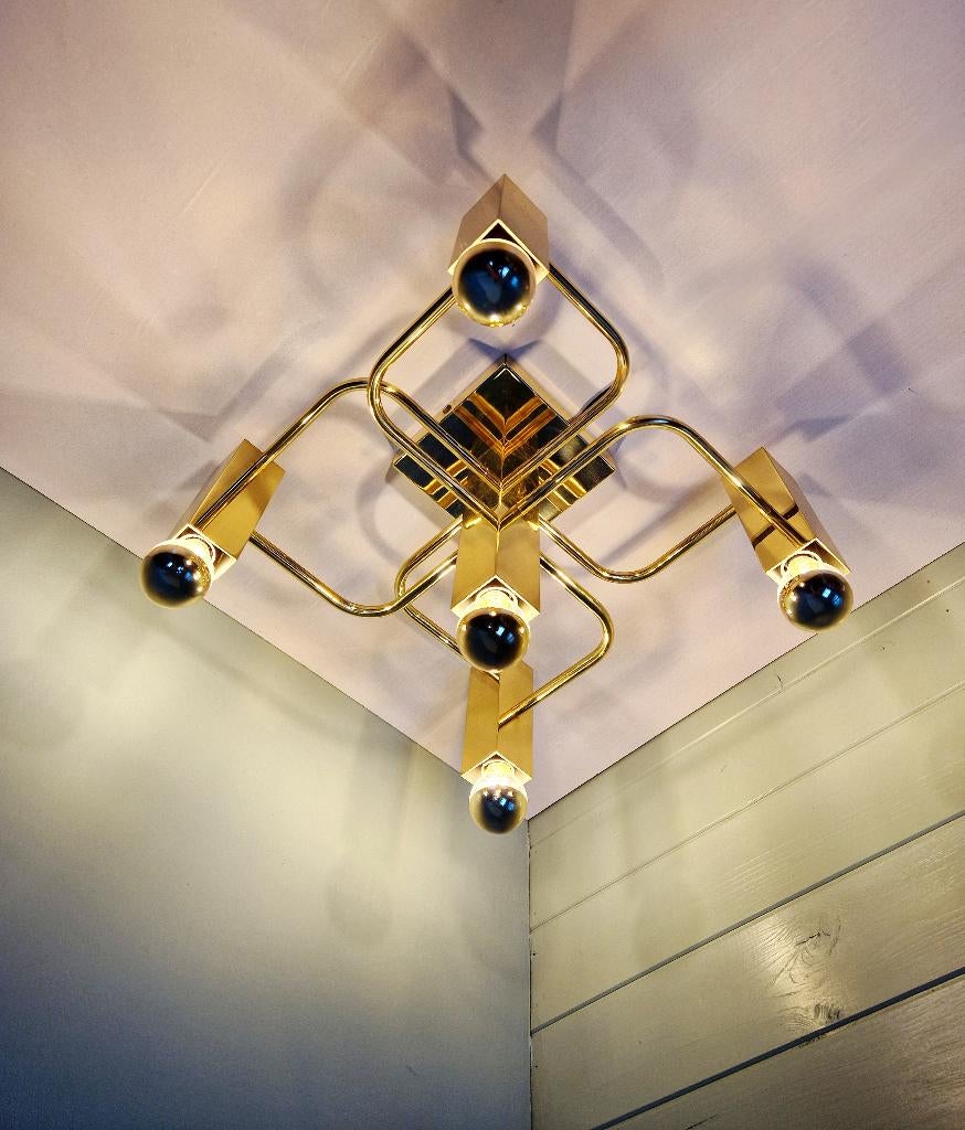 Plafonnier en laiton, design G. Sciolari, Boulanger, 1970, Enlèvement ou Envoi