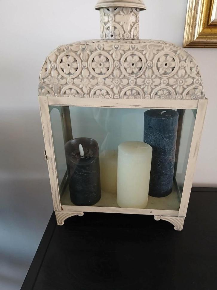 Decoratie - Glazen stolp / kaarsenhouder glas en metaal, Maison & Meubles, Accessoires pour la Maison | Autre, Comme neuf, Enlèvement ou Envoi