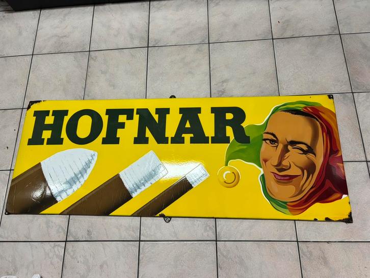Emaille reclamebord Hofnar Langcat Bussum, Verzamelen, Merken en Reclamevoorwerpen, Zo goed als nieuw, Reclamebord, Ophalen