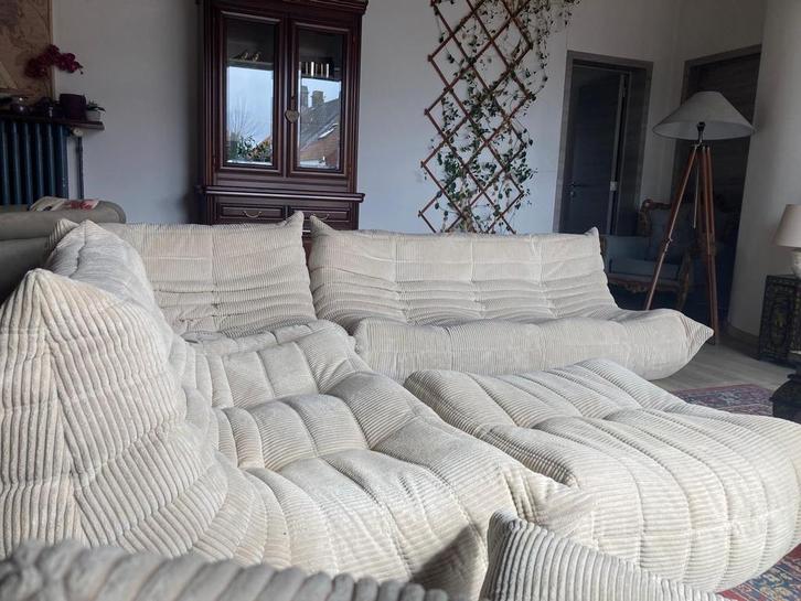 Ensemble complet de 5 pcs en velours côtelé beige, Maison & Meubles, Canapés | Salons, Enlèvement ou Envoi