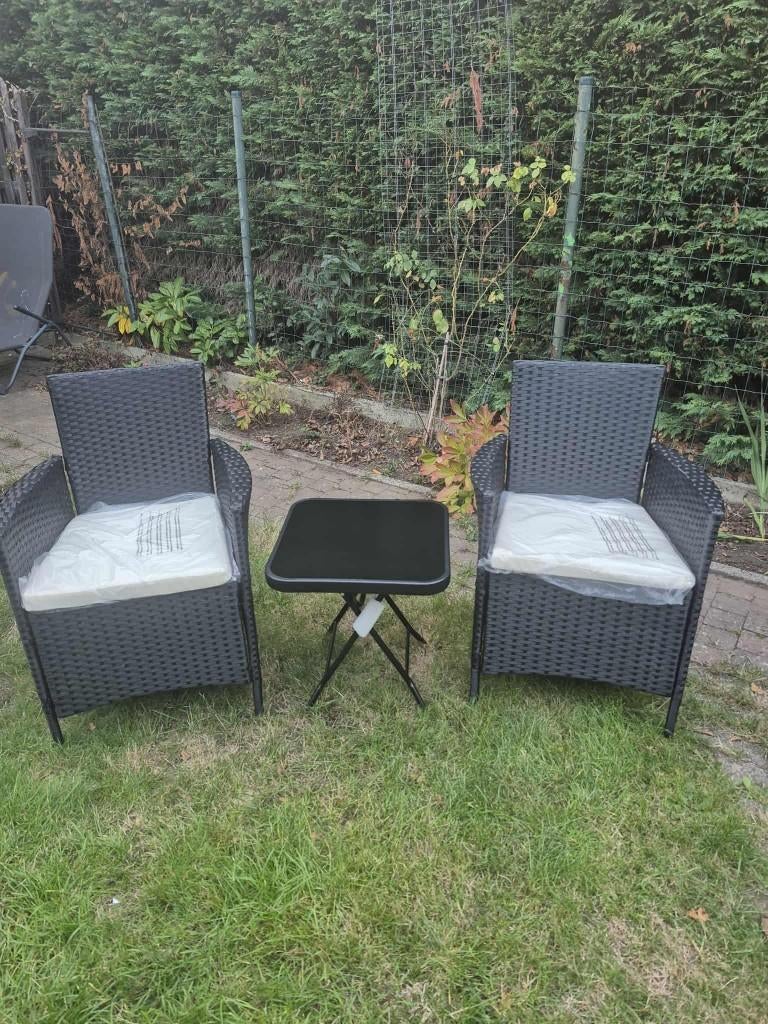 Nieuw! Rattan tuinset-3 delig met kussens, Neuf, Rotin, Salons de jardin, Enlèvement