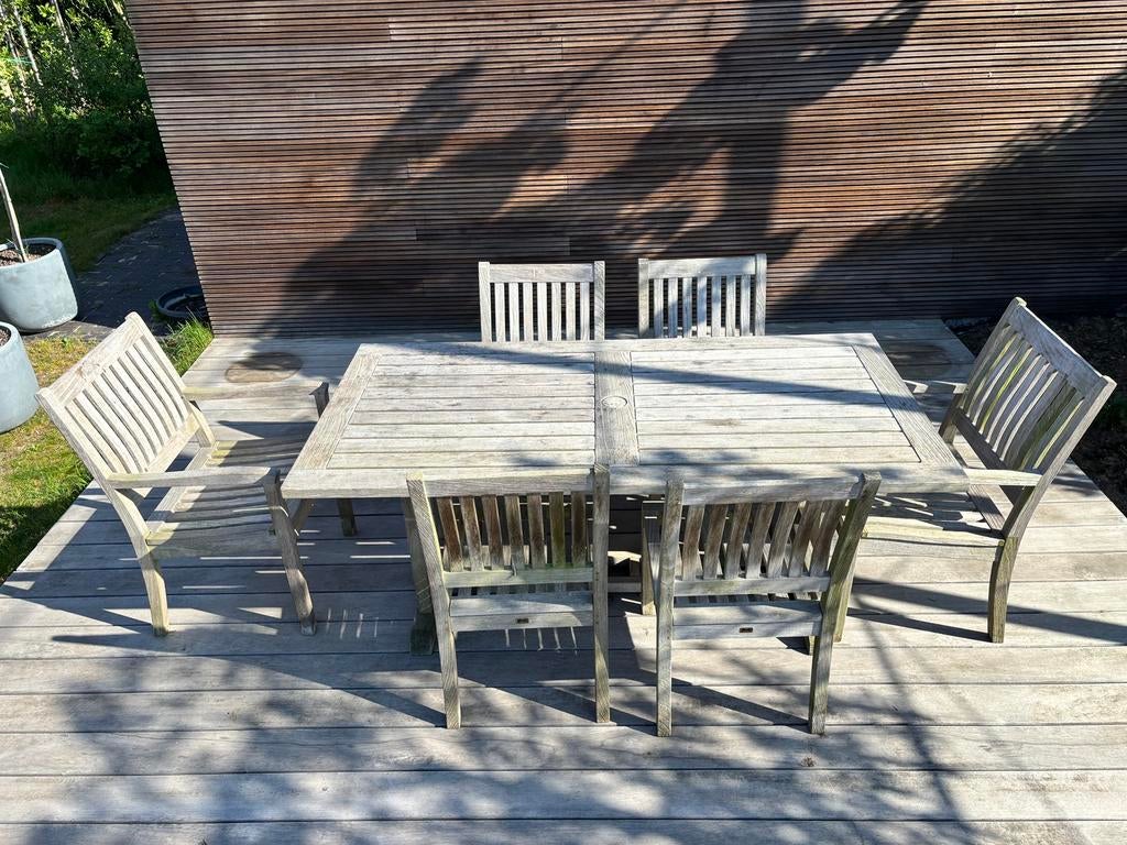 Gloster tuinset 6p, Chaise, Salons de jardin, Utilisé, 6 places