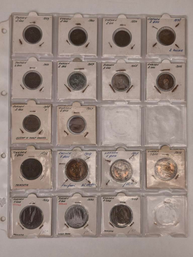 Verzameling 2 ore 5 ore Zweden, Postzegels en Munten, Ophalen, Munten