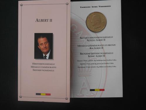 Médaille commémorative en Bronze - Albert II, accession au t, Timbres & Monnaies, Monnaies | Belgique, Bronze, Enlèvement ou Envoi