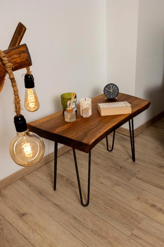 Unieke salontafel van authentiek notenhout, Huis en Inrichting, Tafels | Salontafels, Nieuw, Minder dan 50 cm, Minder dan 50 cm