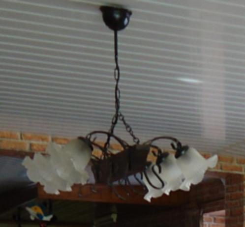 Kroonluchter / Plafondlamp, Huis en Inrichting, Lampen | Kroonluchters, Gebruikt, Glas, Hout, Metaal, Ophalen