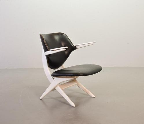 Vintage design Louis van Teeffelen Pelican Chair for Webe 60, Huis en Inrichting, Stoelen, Gebruikt, Eén, Hout, Kunststof, Zwart
