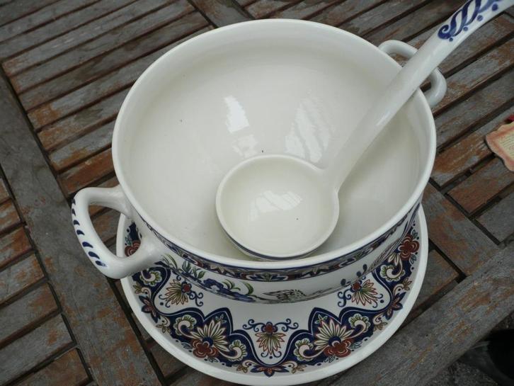 Boch Vieux Rhodes soepterrine, onderbord en pollepel, Huis en Inrichting, Woonaccessoires | Vazen, Nieuw, Blauw, Minder dan 50 cm