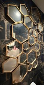 Honinggraat spiegel goud metalen frame Monique Stam Vintage, Ophalen, Zo goed als nieuw