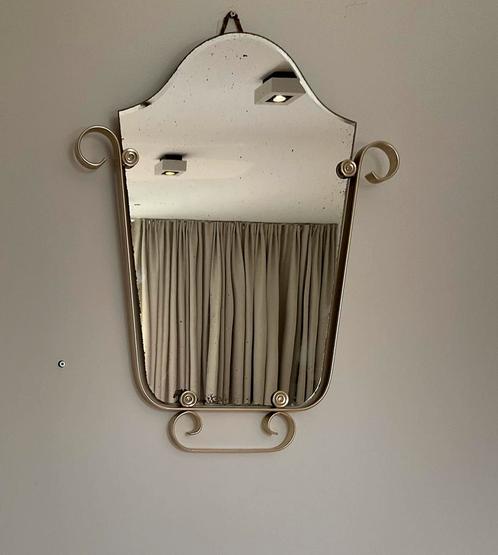 Vintage spiegel vervat in aluminium frame, Antiek en Kunst, Antiek | Spiegels, Ophalen of Verzenden