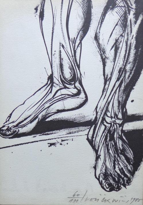 VLADIMIR VELICKOVIC / VOETEN / KLEURLITHO / 29x21cm / SIG, Antiek en Kunst, Kunst | Litho's en Zeefdrukken, Ophalen of Verzenden
