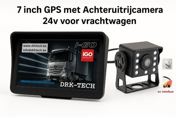 7 of 9’’ Truck GPS met Achteruitrijcamera–20m-24V DRK- 900C, Auto diversen, Achteruitrijcamera's, Nieuw, Draadloos, Ophalen of Verzenden