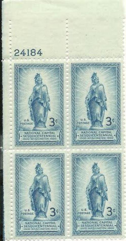 USA 1950 - 150th Anniversary Washington DC - pane of 4, Timbres & Monnaies, Timbres | Amérique, Non oblitéré, Amérique du Nord