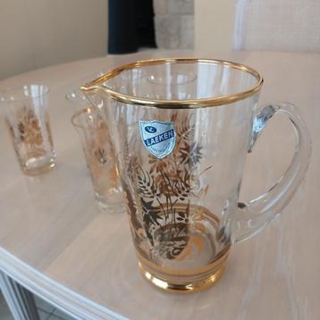 vintage glazen + kan beschikbaar voor biedingen