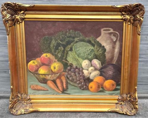 Huile sur toile nature morte signe, Antiek en Kunst, Kunst | Schilderijen | Klassiek, Ophalen of Verzenden