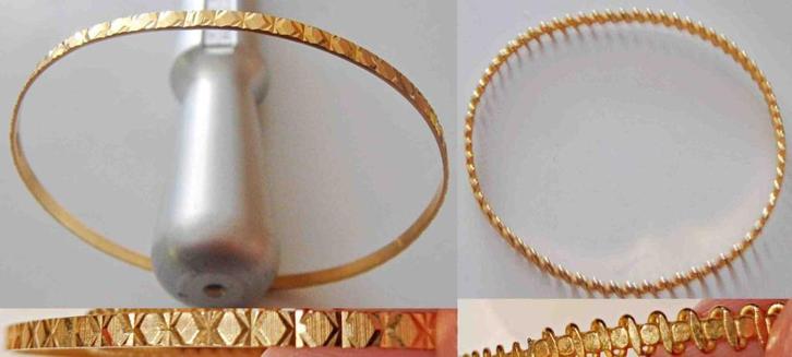 Bracelet jonc NEUF, ruban fermé ciselé, plaqué or, 6 ou 7 cm, Bijoux, Sacs & Beauté, Bracelets, Neuf, Autres matériaux, Or, Enlèvement ou Envoi