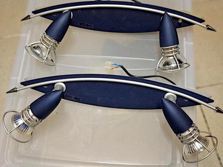 Set van 6 spots - blauw/grijs, Maison & Meubles, Lampes | Spots, Utilisé, Spot encastrable ou Spot mural, Synthétique, Enlèvement ou Envoi