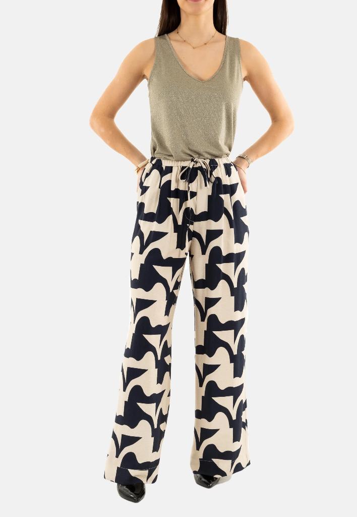 Te koop: Mooie blauwe broek van "Grace & Mila", L., Kleding | Dames, Broeken en Pantalons, Zo goed als nieuw, Maat 42/44 (L), Blauw