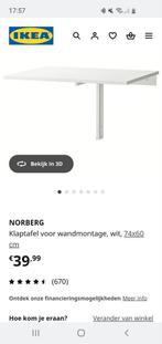 Klaptafel/wandtafel Ikea, Ophalen, Zo goed als nieuw, Stabureau