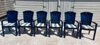 6 TUINSTOELEN JARDIN SANTORINI/BLAUW/ KUSSENS/Z. GOEDE STAAT, Tuin en Terras, Ophalen, Zo goed als nieuw, Kunststof, Stapelbaar