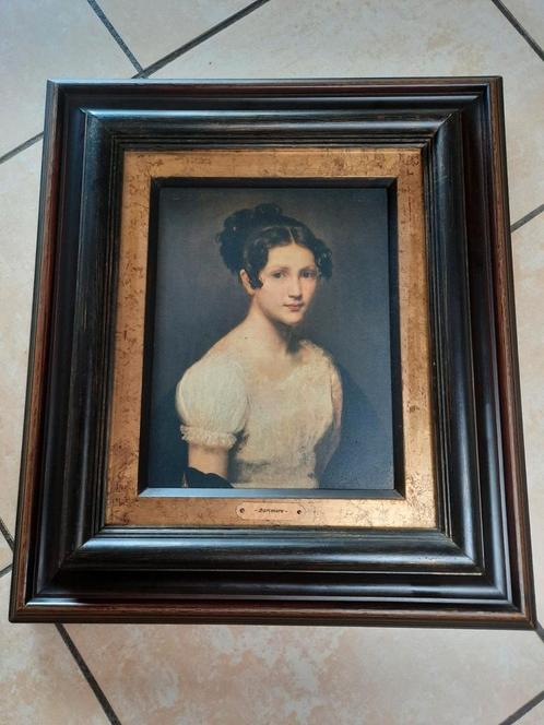 Reproduction encadrée - Portrait de femme signé Larivière, Antiek en Kunst, Kunst | Schilderijen | Klassiek, Ophalen of Verzenden