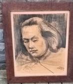 Fusain femme signe pierre Peeters 1960, Ophalen of Verzenden