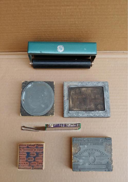 6 vintage stempels oa. Boekstempel, filosoof Souriau, Hobby en Vrije tijd, Stempelen, Gebruikt, Houten stempel, Ophalen of Verzenden