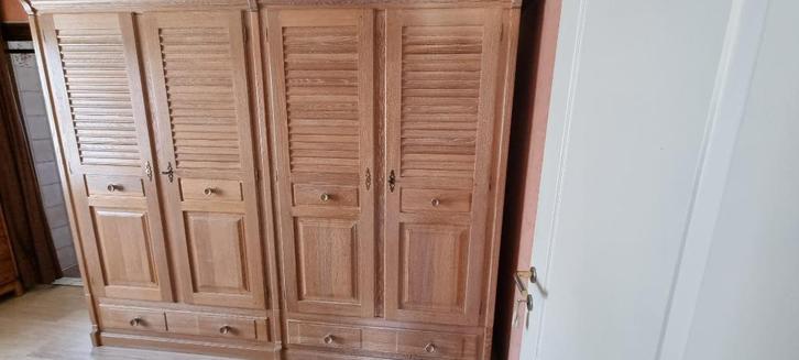 Garde-robe chêne massif blanchi de top qualité, Maison & Meubles, Armoires | Penderies & Garde-robes, Comme neuf, 200 cm ou plus