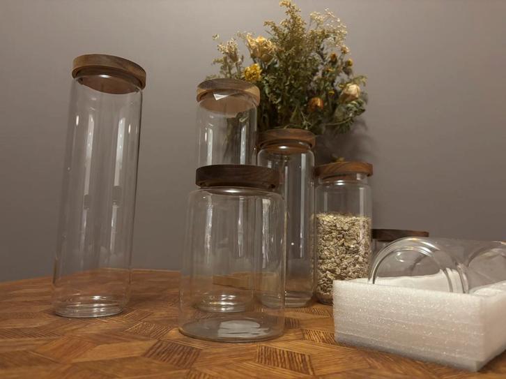Voorraadpotten - borosilicaatglas, Huis en Inrichting, Keuken | Keukenbenodigdheden, Nieuw, Ophalen of Verzenden