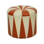Ronde Vintage Poef Oranje Crème Tweekleurig Skai Sixties, Minder dan 50 cm, Gebruikt, Rond, Minder dan 50 cm