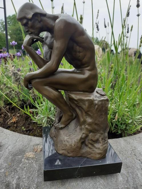 PRACHTIG BRONS OP EEN SOKKEL, DE DENKER VAN RODIN, Antiek en Kunst, Kunst | Beelden en Houtsnijwerken, Ophalen of Verzenden