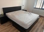 Ikea Bed Malm met nachtkastjes en 2 opbergschuiven en matras, Huis en Inrichting, Ophalen, Gebruikt, Zwart, Tweepersoons