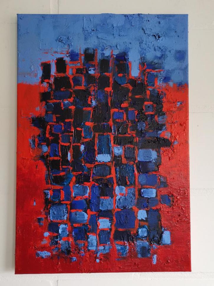 Ode aan Nicolas de Staël 1 - acryl op doek, Antiek en Kunst, Kunst | Schilderijen | Abstract, Ophalen