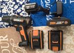 Worx WX108 20V accuboormachine – met 3 accu’s en oplader, Doe-het-zelf en Bouw, Ophalen of Verzenden, Zo goed als nieuw, Boormachine