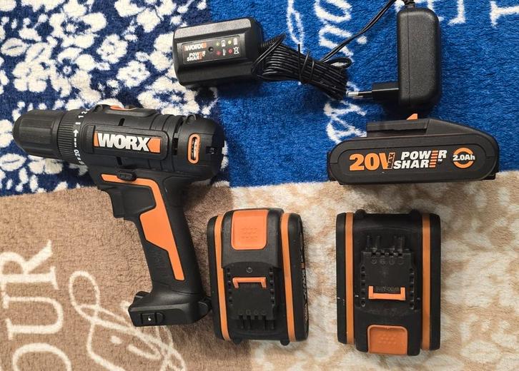 Worx WX108 20V accuboormachine – met 3 accu’s en oplader, Doe-het-zelf en Bouw, Gereedschap | Boormachines, Zo goed als nieuw