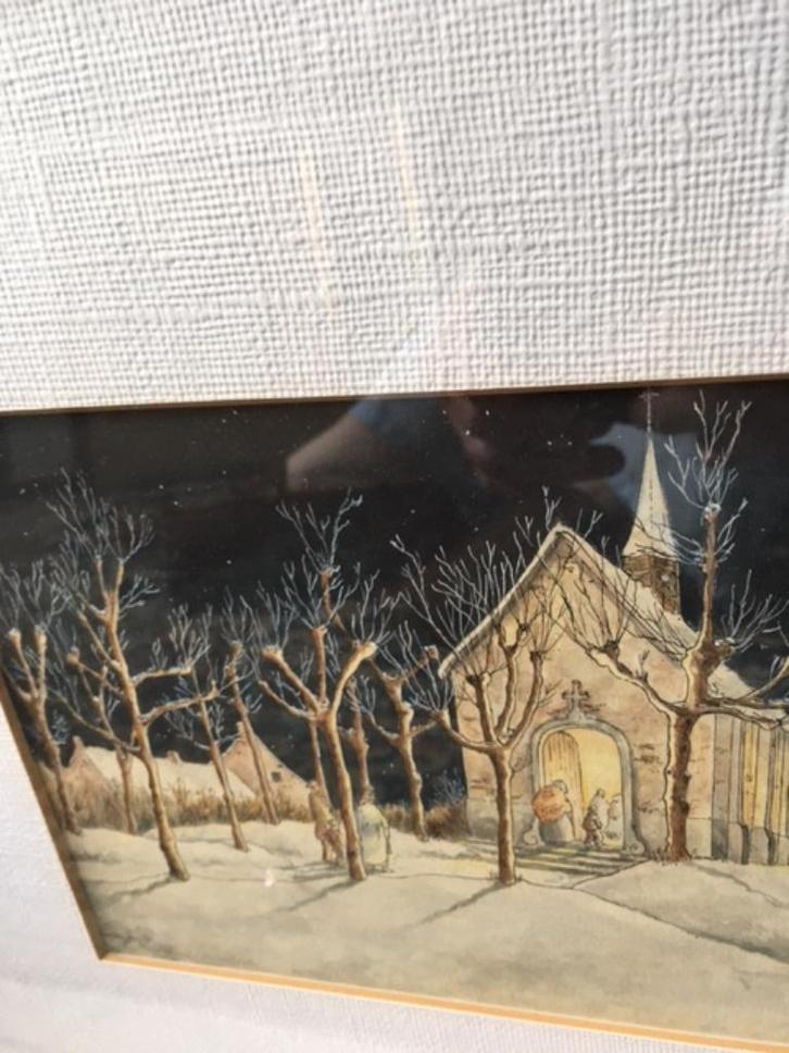 AQUAREL UILENBERGKAPEL HERENTHOUT - HENRI MELIS, Antiek en Kunst, Kunst | Schilderijen | Klassiek, Ophalen of Verzenden