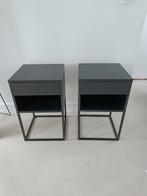2 zwarte nachtkastjes, Ophalen, Gebruikt, Minder dan 45 cm, 55 tot 70 cm
