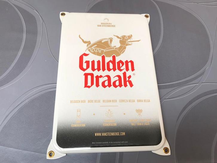 Gulden draak emaille reclamebord, Verzamelen, Biermerken, Zo goed als nieuw, Reclamebord, Plaat of Schild, Ophalen of Verzenden