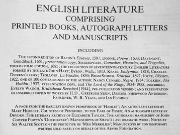 Catalog/Printed Books, Autograph Letters & Manuscripts -1983 beschikbaar voor biedingen