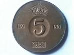 5 ore 1969 Gustave adolf bronze superbe., Timbres & Monnaies, Monnaies | Europe | Monnaies non-euro, Enlèvement ou Envoi