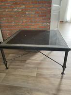 marmeren salontafel met gesmede poten .heel zwaar., Comme neuf, 50 à 100 cm, 50 à 100 cm, Enlèvement