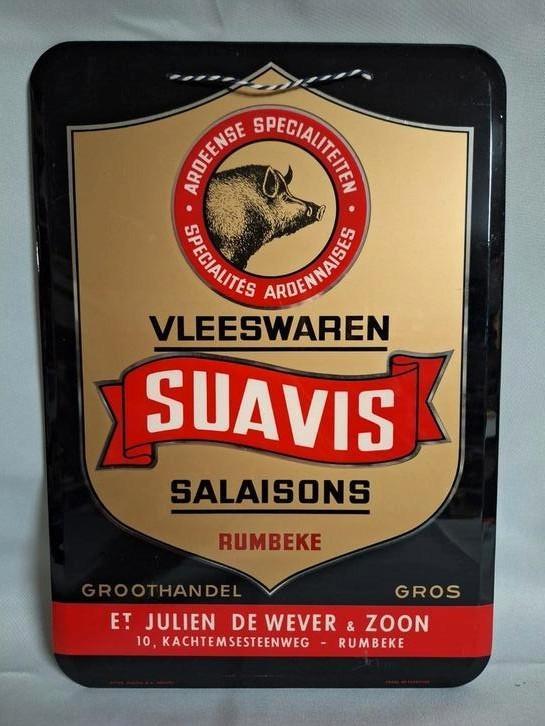 Reclame bord 1958 Vleeswaren Suavis Rumbeke Julien De Wever, Verzamelen, Merken en Reclamevoorwerpen, Gebruikt, Reclamebord, Ophalen of Verzenden